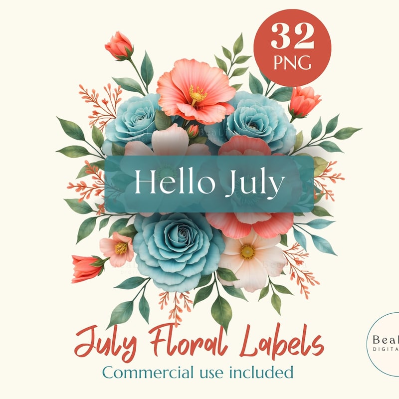 July Calendar Headers - Etsy