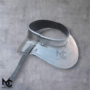 Medieval Steel Gorget with Pivotlock  Adjustable arm Leather Strap – Neck Protection Armor (ADULT) for LARP & Reenactment Cosplay