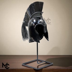 Mini Greek Trojan Helmet – Black Finish | Collectible Decorative Miniature Handcrafted Medieval Collectible | Historical Armor Replica.