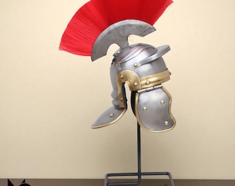 Mini Roman Centurion Helmet: Brass Trim Historical Collectible