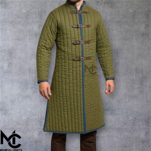 Medieval Long  Gambeson Padded Armor -  Quilted Jacket for Reenactment, LARP, SCA, Cosplay | FREE Tailoring | Viking, Knight, Renaissance