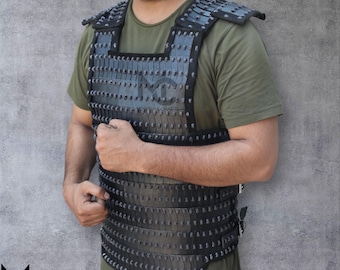 Blackened Steel & Leather Lamellar Armor: Medieval LARP Cosplay