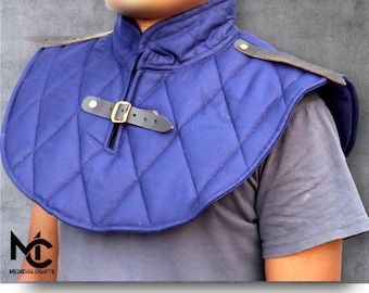 Quilted Cotton Arming Gorget: Padded Medieval Neck & Shoulder Armor