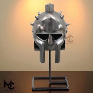 Mini Gladiator Helmet with Spikes – Metal Desk Decor | Handcrafted Steel Mini Helmet | Home Decor Gift | reenactment, or knight memorabilia