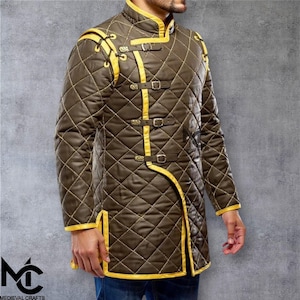 Medieval Long  Gambeson Padded Armor -  Quilted Jacket for Reenactment, LARP, SCA, Cosplay | FREE Tailoring | Viking, Knight, Renaissance