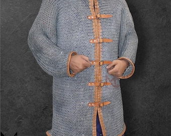 Cota de malla plana remachada de 9 mm: armadura medieval, LARP y cosplay.