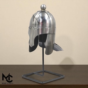 Mini Anglo-Saxon Helmet | Handcrafted Medieval Collectible | Historical Armor Replica with Display Stand | home Decor
