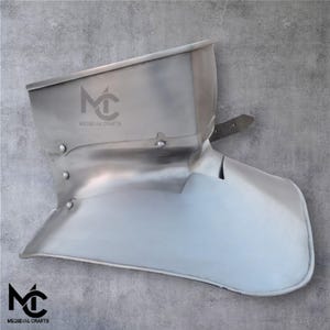 Medieval Gorget with Bevor | 16 Gauge Mild Steel Neck & Throat Armor | Adjustable Leather Strap | Fits Most Adults  SCA LARP and COSPLAY