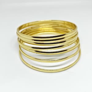 Thick West Indian Bangles, Set Of 7 Bangles, Boho Stacking Bangles, Brass Handmade Bangles, 7 day Bangles.