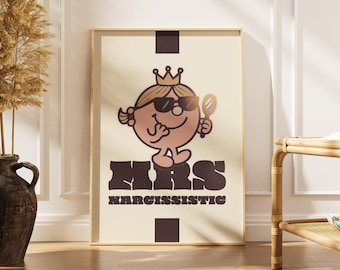 Mrs Narcissistic Lyric Print | The Royston Club Inspired Poster | Indie Wall Art | Modern Typography Print