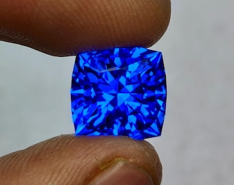 Precision Cut, 8.20 ct Lab Blue Spinel, 11 mm Cushion Spinel, Custom Gemstone