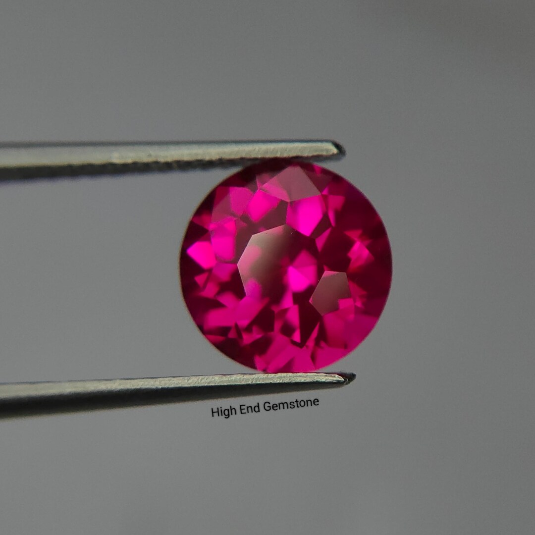 4.00 Ct Precision Cut Lab Pink Ruby Gemstone,round Faceted Loose Ruby ...