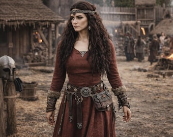 Renaissance Faire Maxi Dress, Women Viking Celtic Gown, Elven Cape Victorian Dress, Fairy Fantasy Costume, Medieval Boho Outfit