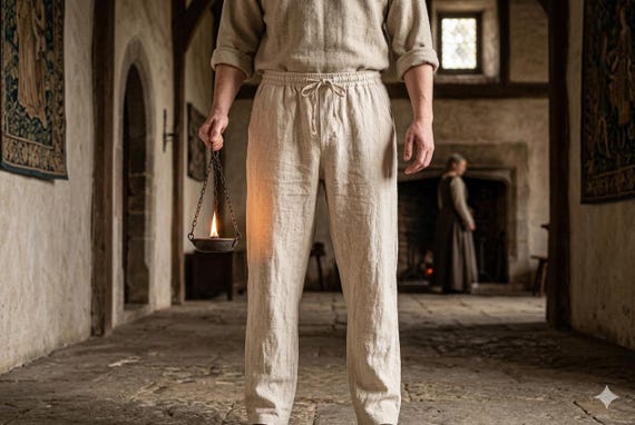 Viking Linen Pants for Men, Medieval Drawstring Trousers, Renaissance Faire Clothing, Norse Warrior Pants, LARP Costume Bottoms