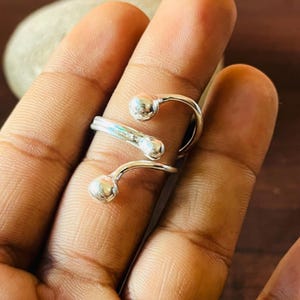 925 Sterling Silver Spiral Ball Ring | Handmade Adjustable Multi-Band Wrap Ring | Minimalist Band Rings for Women | Modern Silver Ring