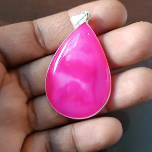 Boho Pink Moss Agate Pendant: Handmade Sterling Silver Jewelry