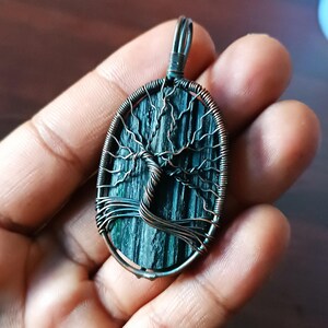 Tree of Life Black Tourmaline Rough Gemstone Pendant  Tourmaline Jewelry Tourmaline Pendant Gift for Her Copper Wire Wrapped Pendant Jewelry