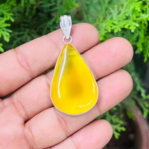 Lovely Yellow Onyx Pear Cab Pendant, Yellow Onyx Pendant,Handmade Gemstone Jewelry, 925 Sterling Silver Pendant, Gift For Girl Women