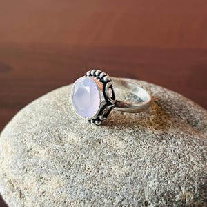 Romantischer Rosenquarz Ring, 925 Sterling Silber Ring, Rundschliff Rosenquarz Edelstein Ring, Unisex Geschenk Ring, Birthstone Geschenk Ring, Boho Ring