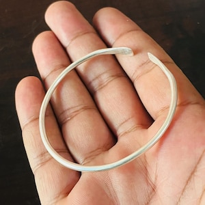 Solid 925 Sterling Silver Adjustable Bangle - Minimal Bangle - Stackable Bangle - Single Wrist Bangle - Adjustable Cuff Bangle - Women Gift