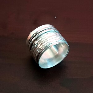 Wide Band Spinner Ring, Unisex Ring Jewelry ,Handmade Ring, Meditation Ring, Worry Ring, Fidget Ring, Silver Spinner Ring, Gift For Her