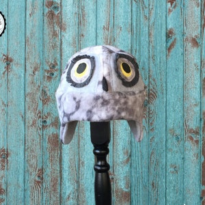 Owl Fleece Hat, Winter Hat, Adult Hat, Gray Owl Hat, Costume, Animal Hat, Anime, Christmas Gift, Child Gift Idea, JoannaBananaHats