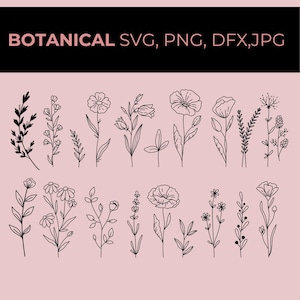Wildflower Svg Bundle, Flower svg, Floral svg Bundle, Minimalist Flower Bouquet, Floral SVG, Botanical SVG, Nature SVG, flower sketch svg