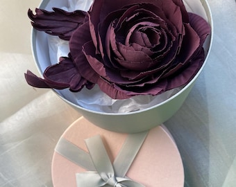 Silk Rose Brooch Handmade Purple Flower Pin  Gift for Mom Birthday Gift for Her