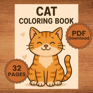 Livre de coloriage chat kawaii : lot de 32 pages à imprimer (téléchargement PDF au format A4/US Letter)