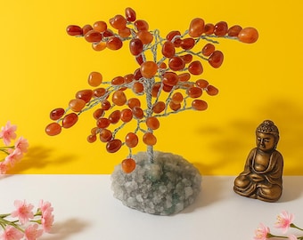 Carnelian Gemstone Tree • Feng Shui Crystal Bonsai tree for Prosperity & Positive Energy