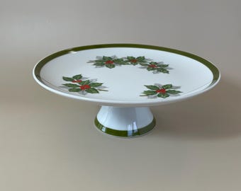 Vintage Christmas Compote Stand – Holly Berry Pedestal Plate