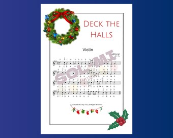 Adorna la casa (Navidad) / Partitura fácil para violín / Descarga digital PDF imprimible