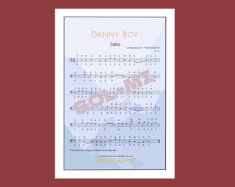 Partitura fácil para violonchelo de Danny Boy / Descarga digital en PDF imprimible