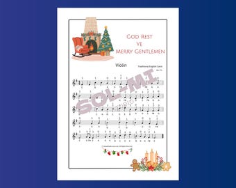 Que Dios os guarde, caballeros (Navidad) / Partitura fácil para violín / Descarga digital en PDF imprimible