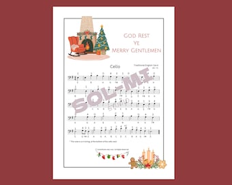 Que Dios os guarde, caballeros (Navidad) / Partitura fácil para violonchelo / Descarga digital en formato PDF imprimible