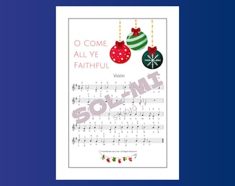 Oh Venid, Fieles Todos / Partitura Fácil para Violín / Descarga Digital PDF Imprimible