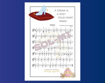 Un sueño es un deseo que pide tu corazón (de Cenicienta) / Partitura fácil para violín / Descarga digital en PDF imprimible