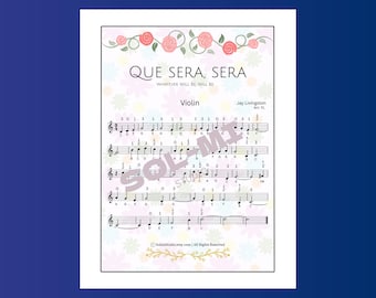 Que Sera Sera / Partitura fácil para violín / Descarga digital PDF imprimible
