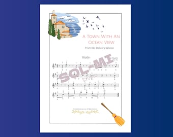 Un pueblo con vista al mar (de Kiki Delivery Service) / Partitura fácil para violín / Descarga digital en PDF imprimible