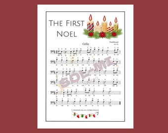 El Primer Noel / Partitura fácil para violonchelo / Descarga digital en PDF imprimible