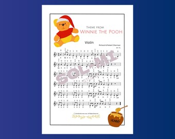 Tema de Winnie The Pooh / Partitura fácil para violín / Descarga digital PDF imprimible