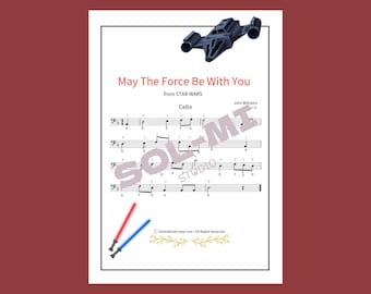 Que la fuerza te acompañe (de Star Wars) / Partitura fácil para violonchelo / Descarga digital en formato PDF imprimible