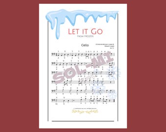 Déjalo ir (de Frozen) / Partitura fácil para violonchelo / Descarga digital en PDF imprimible