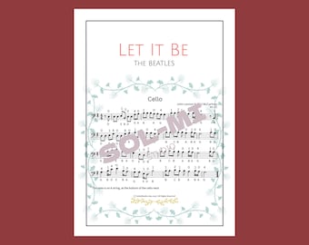 Let It Be / Partitura fácil para violonchelo / Descarga digital en PDF imprimible