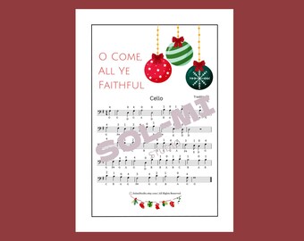 Oh Venid, Fieles Todos / Partitura Fácil para Violonchelo / Descarga Digital PDF Imprimible