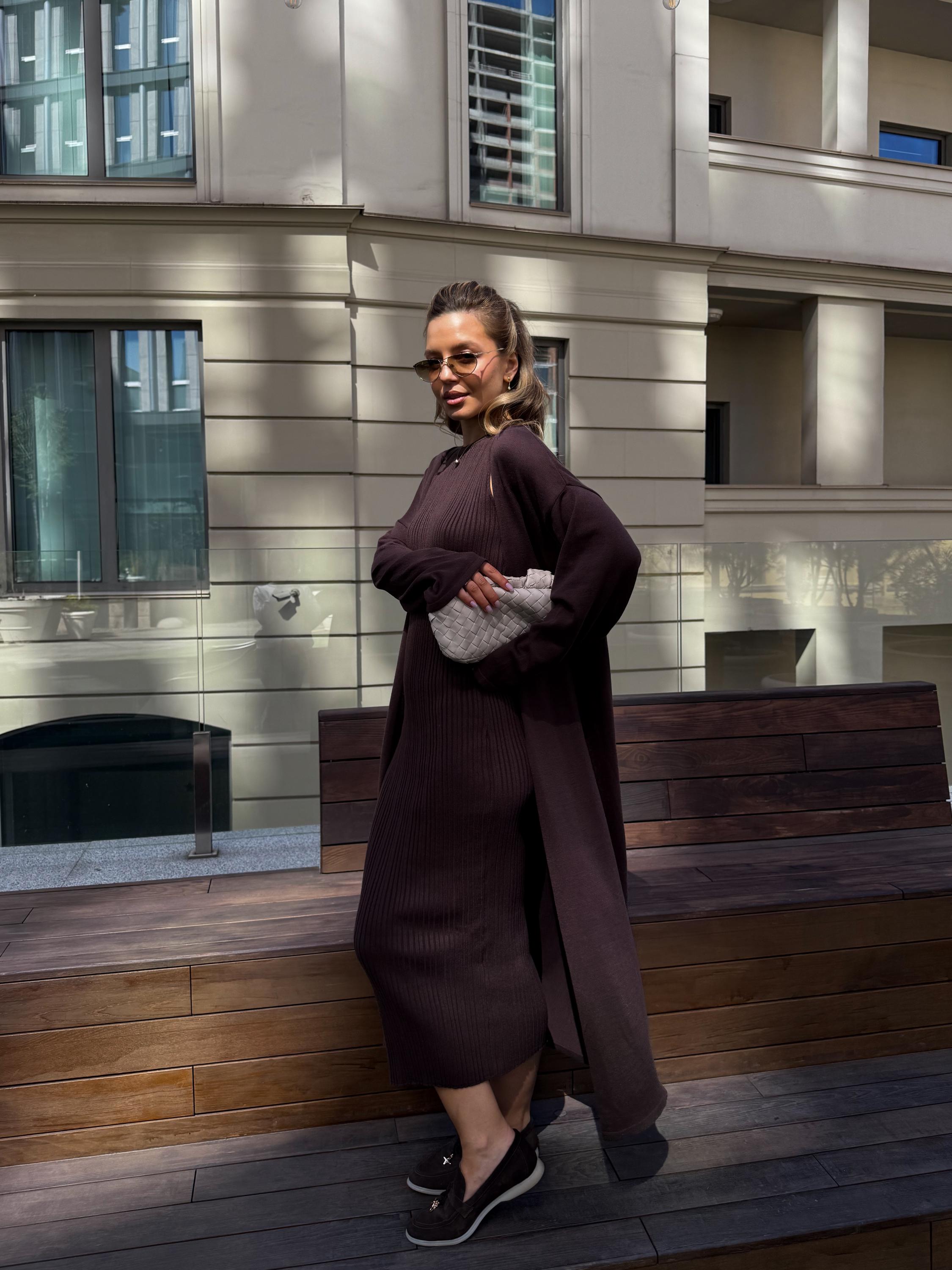 long brown sweater dress Two-Piece Sweater Set - Brown Sweater Dress - Two-Piece Set