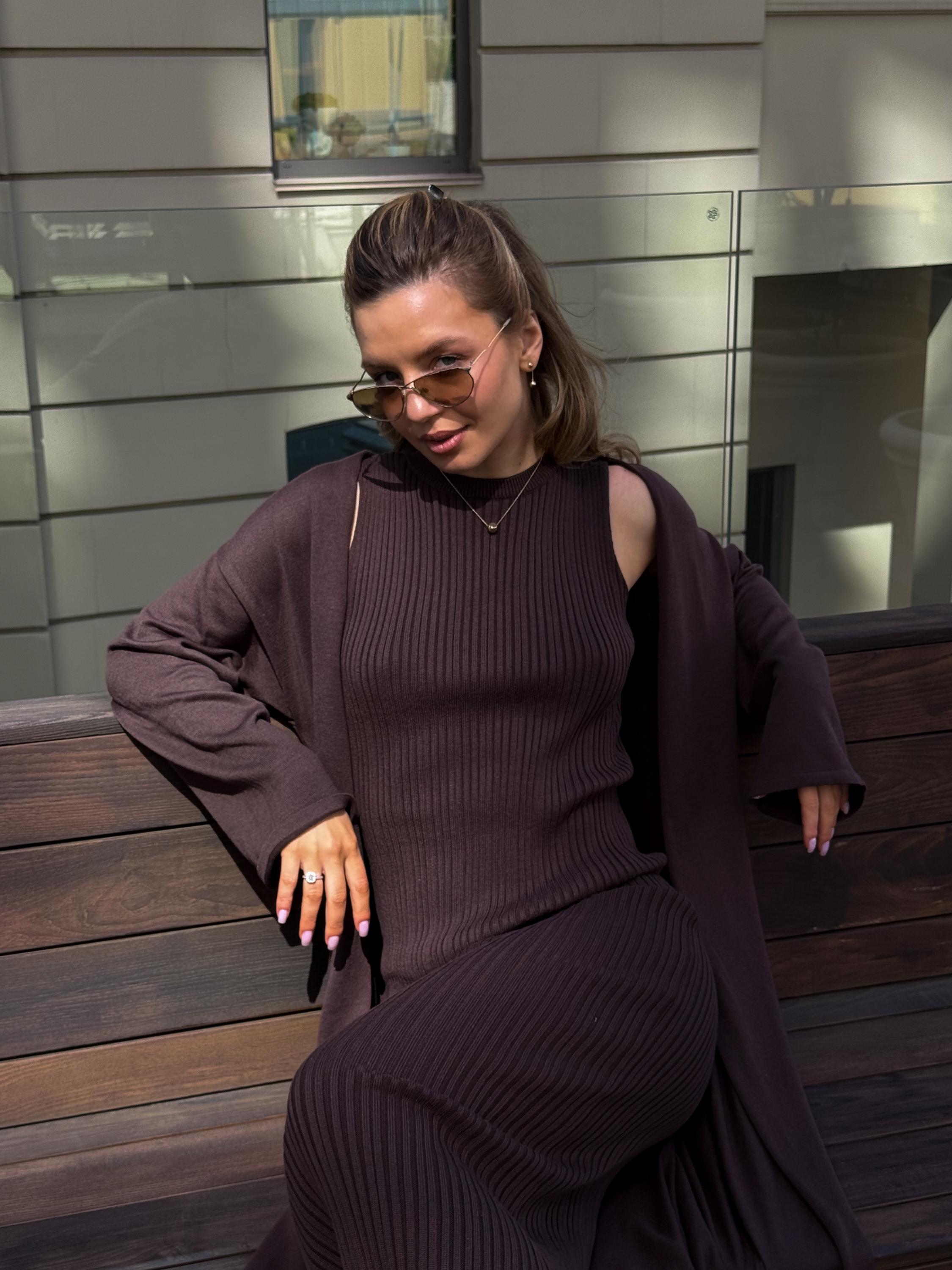 brown knitwear dress Brown Sweater Dresses