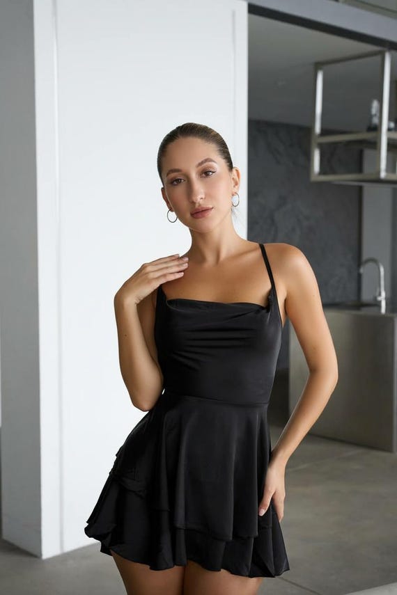backless mini slip dress Black Women's Luxury Lace Lingerie Nightgown Babydoll Honeymoon Adjustable Straps Leopard Dress you will feel as Color:Sunset orange and white floral