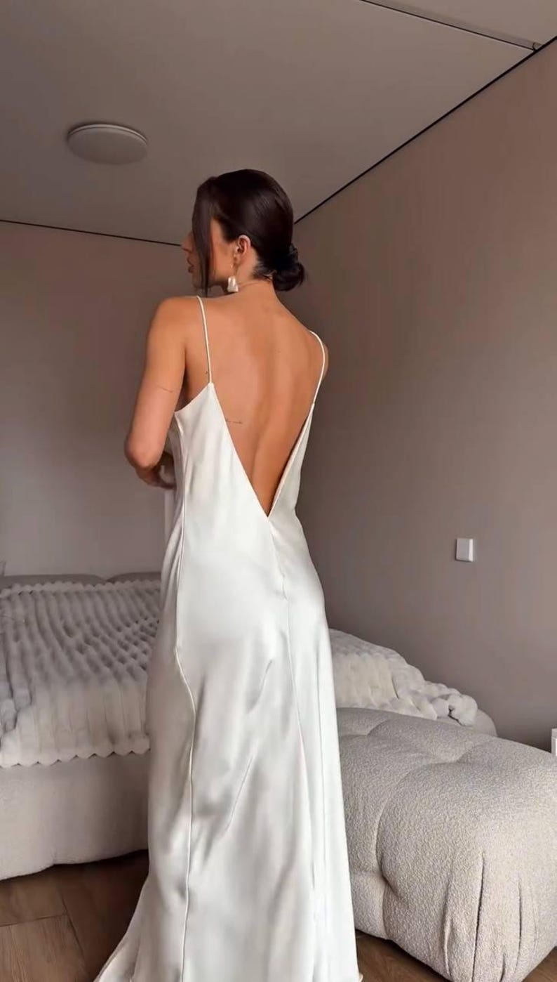White Satin Maxi Dress With Matching Shawl, White Open Back Slip Dress — free download