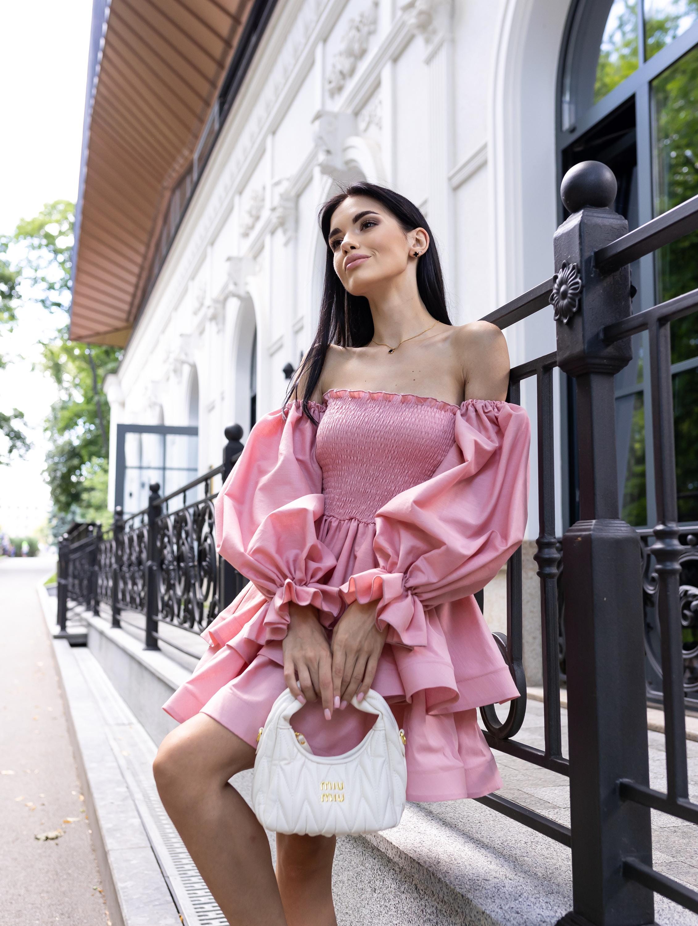 pink maternity dress short Maternity V Neck Swiss Dot Dress Summer Casual Short Sleeve Flowy Midi Dress Belt Photoshoot Baby Shower Dusty Pink L